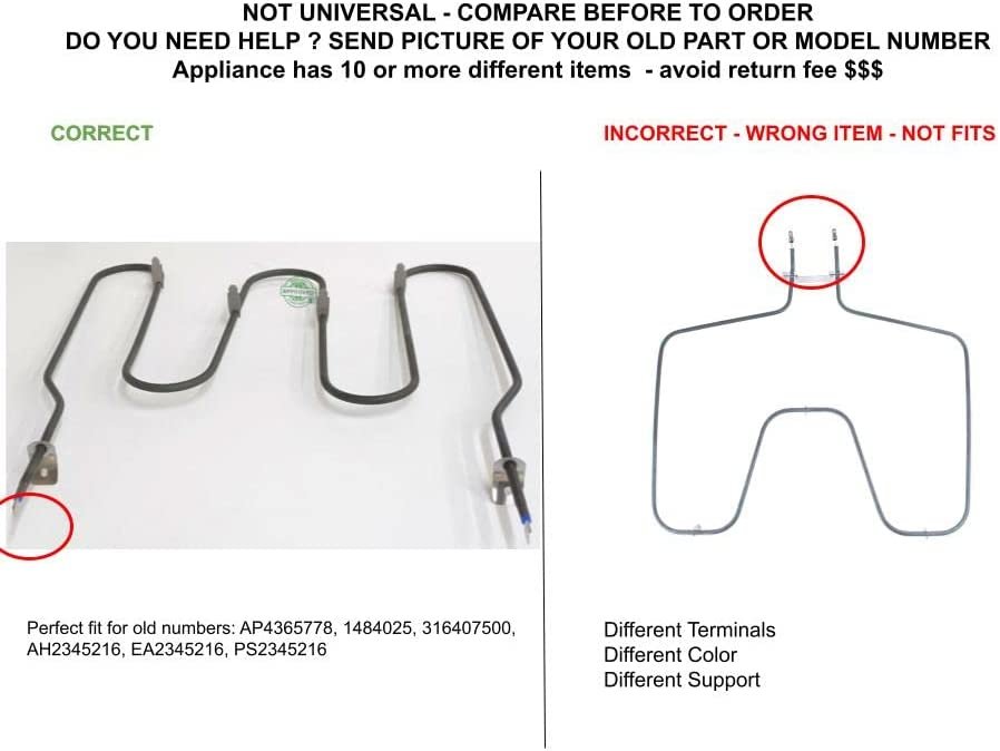 GLOB PRO SOLUTIONS AP4365778 EAP2345216 PS2345216 PD00000830 CKD2808 Bake Element Compatible with Kenmore, ,