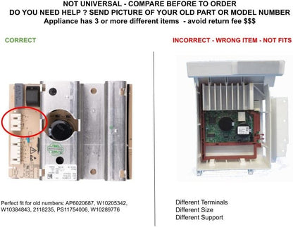 GLOB PRO SOLUTIONS AP6020687 PS11754006 EAP11754006 PD00004296 CKD2898 Motor Control Unit compatible with Amana, Inglis, Maytag Whirlpool