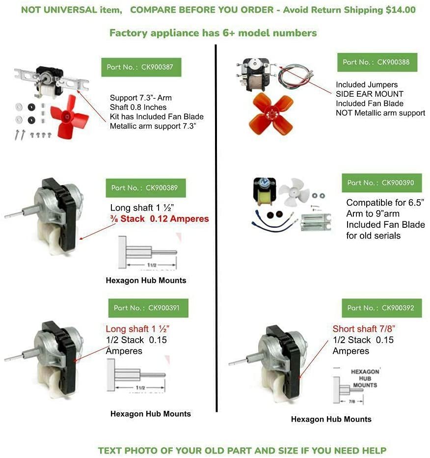 GlobPro CK900387 Fridge Evaporator Fan Motor+ 2169143-215497 Replacement for and compatible with Estate Heavy DUTY
