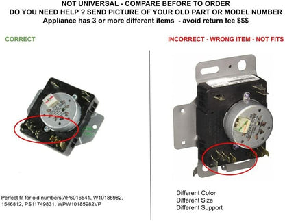 GLOB PRO SOLUTIONS W10185982 1546812 WPW10185982VP CKD2951 Timer compatible with Amana, Crosley, Inglis Maytag