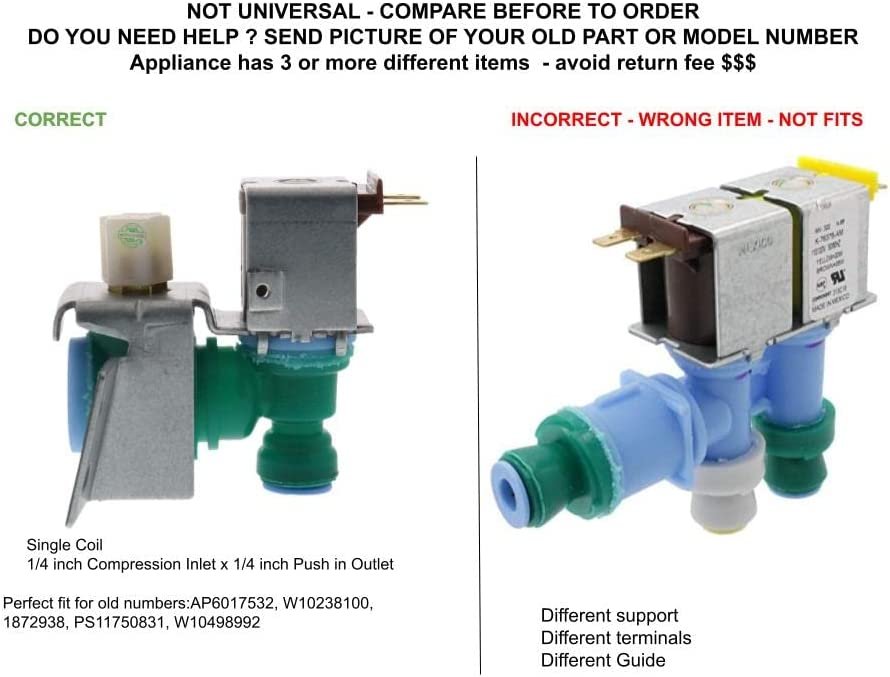 GLOB PRO SOLUTIONS G2017-38100 W10238100 1872938 W10498992 CKD4763 Water Inlet Valve