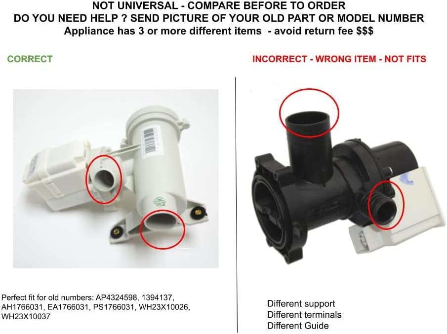 GLOB PRO SOLUTIONS DP040-018 1394137 WH23X10026 WH23X10037 CKD4239 Drain Pump & Motor