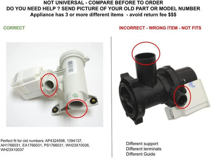 GLOB PRO SOLUTIONS DP040-018 1394137 WH23X10026 WH23X10037 CKD4239 Drain Pump & Motor
