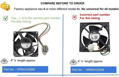 GlobPro WR60X24303 WR60X26030 WR60X26033 Fridge Evaporator Fan Motor 3" ½ length Approx. Replacement for and compatible with GE Heavy DUTY