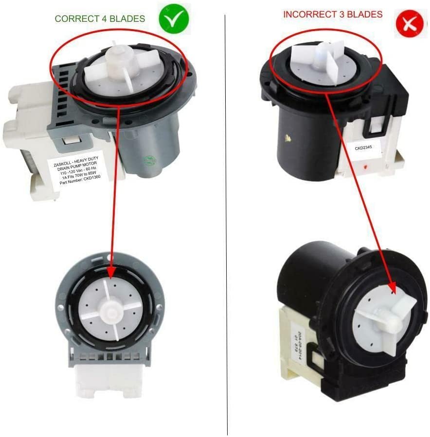 E-DrUS CKD4456 Washer Fits BPX401-20J Electrolux Laundry Drain Pump Motor A03773201 compatible with Heavy DUTY