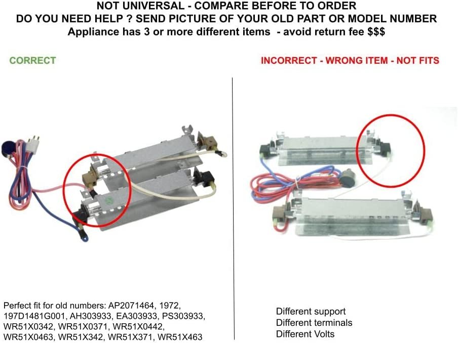GLOB PRO SOLUTIONS WR51X0342 1972 WR51X0371 WR51X0442 WR51X0463 CKD2924 Defrost Heater Kit compatible with GE, Hotpoint, Kenmore
