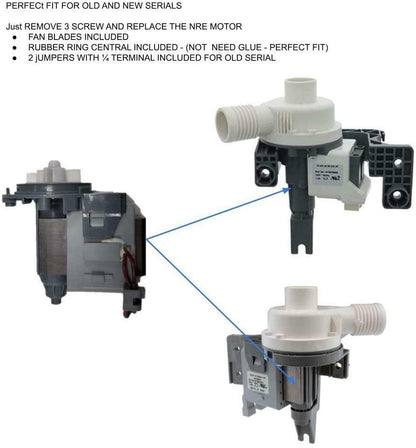 E-DrUS W10727777 Washer Drain Pump W10727777 W10876600 -JUST MOTOR compatible with Kenmore/SearsMaytagWhirlpool Heavy DUTY