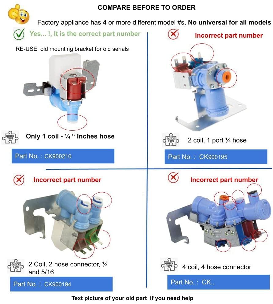 ReplacementParts-CK900210 Hotpoint Refrigerator Water Inlet Valve AP3189335, PS304375