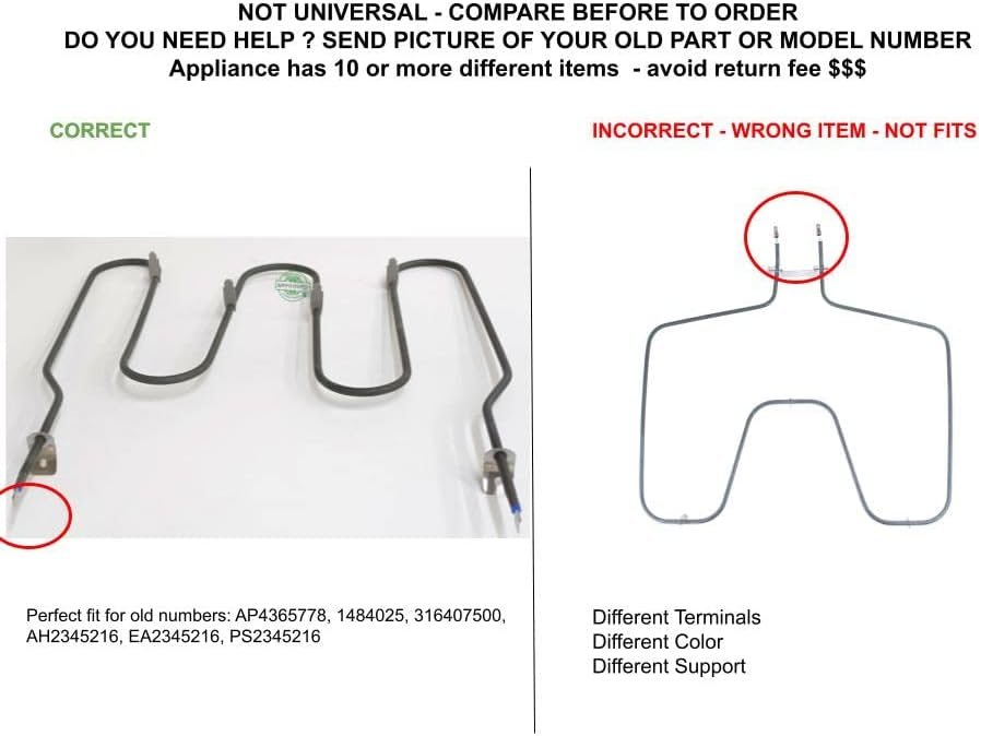 GLOB PRO SOLUTIONS 316407500 1484025 CKD2809 Bake Element Compatible with Kenmore, ,