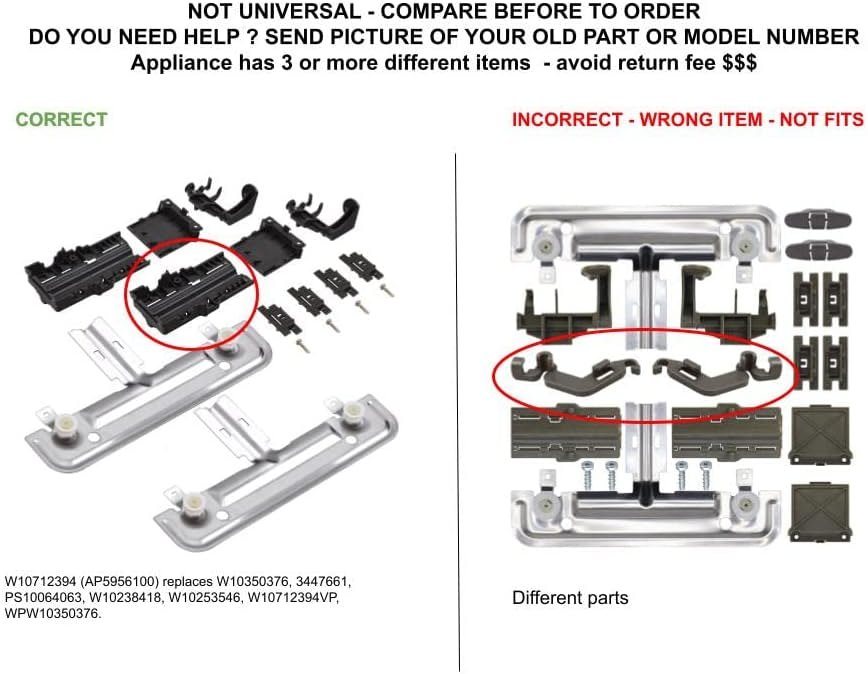 GLOB PRO SOLUTIONS 3447661 W10253546 W10712394VP WPW10350376 CKD3884 Dishrack Adjuster Kit