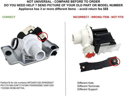 GLOB PRO SOLUTIONS 34001320 1122394 DC96-00774A CKD4505 Drain Pump Assembly