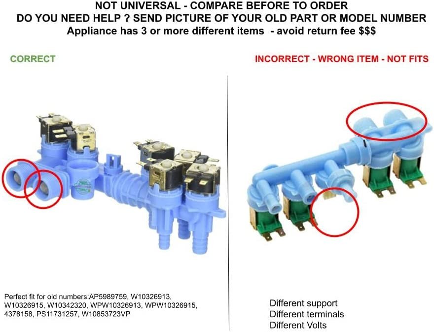 GLOB PRO SOLUTIONS W10853723 CKD3127 Water Inlet Valve