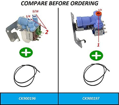 GlobPro WR57X0111 WR57X0119 WR57X10010 WR57X10012 Fridge Water Inlet Valve - ¼" - 5/16" inlet 2 coil Replacement for and compatible with General Electric Kenmore Heavy DUTY