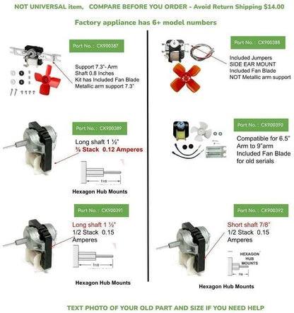 GlobPro CK900387 Fridge Evaporator Fan Motor+ 2169143-215497 Replacement for and compatible with Roper Heavy DUTY