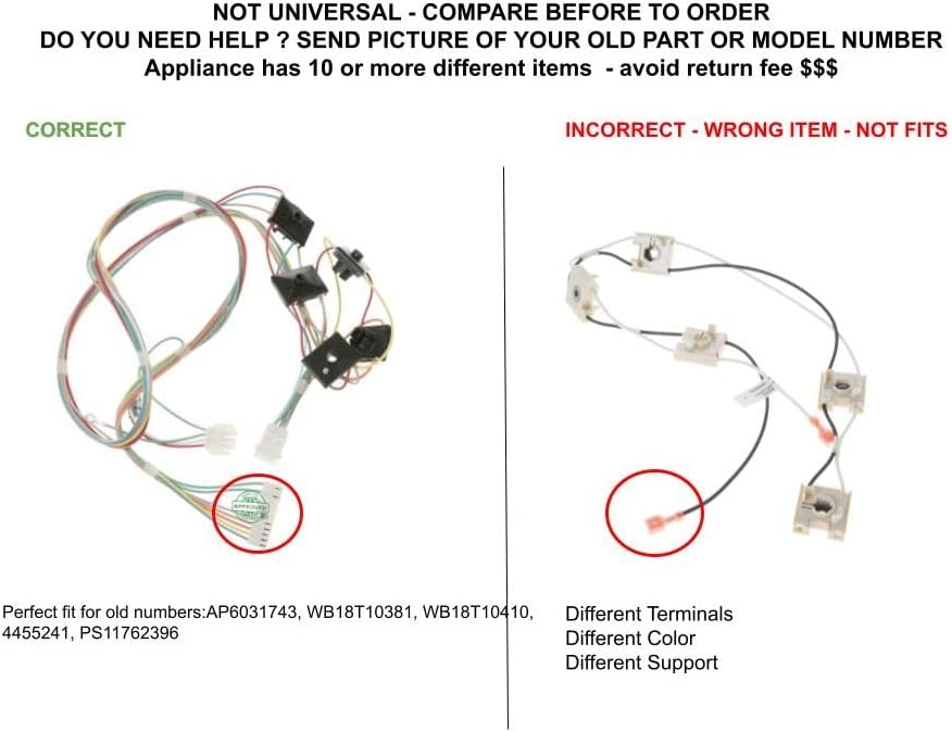 GLOB PRO SOLUTIONS WB18X23942 CKD2784 Spark Ignition Switch and Harness Compatible with GE, ,