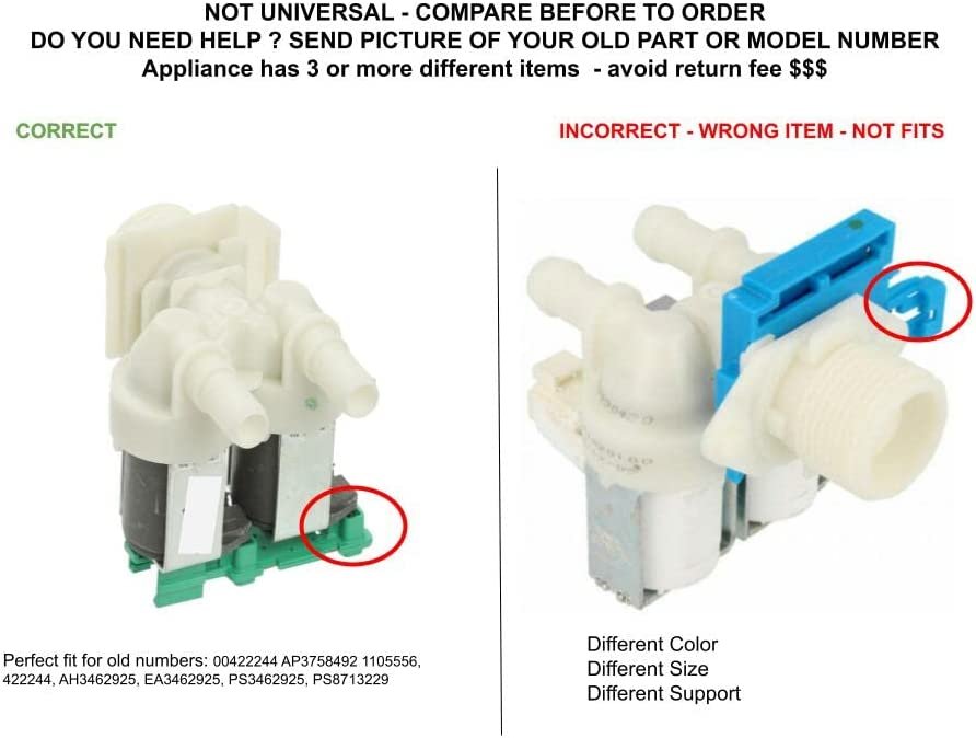 GLOB PRO SOLUTIONS AP3758492 PS3462925 EAP3462925 PD00000004 CKD2569 Washer Water Inlet Valve 3" ½ Length Approx. Replacement for and compatible with Bosch Heavy DUTY