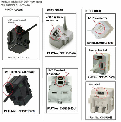 GlobPro WR09X10107 Frigde Compressor Start Relay 2 terminals Replacement for and compatible with GE Hotpoint Americana Heavy DUTY