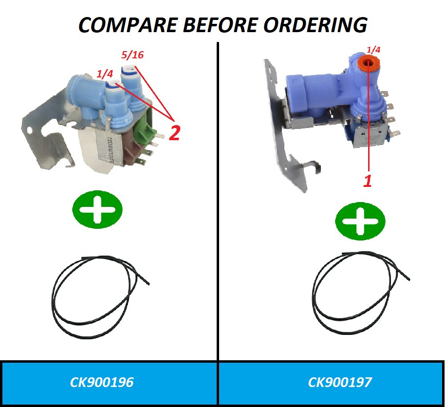 GlobPro IMV-513 IMV513 WR02X10105 WR2X10105 Fridge Water Inlet Valve - ¼" - 5/16" inlet 2 coil Replacement for and compatible with General Electric Kenmore Heavy DUTY