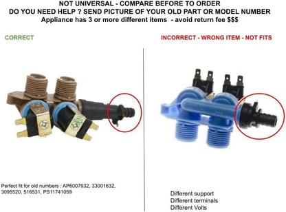 GLOB PRO SOLUTIONS W10175893 4441659 1471336 CKD3258 Water Inlet Valve