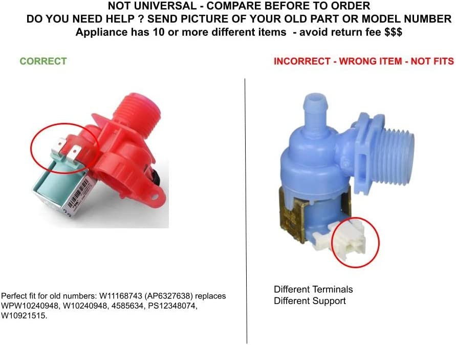 GLOB PRO SOLUTIONS W10240948 4585634 W10921515 WPW10240948 CKD5265 Water Inlet Valve